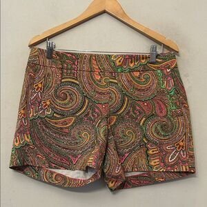 J Crew gold pink paisley side zip shorts Size 10 EUC